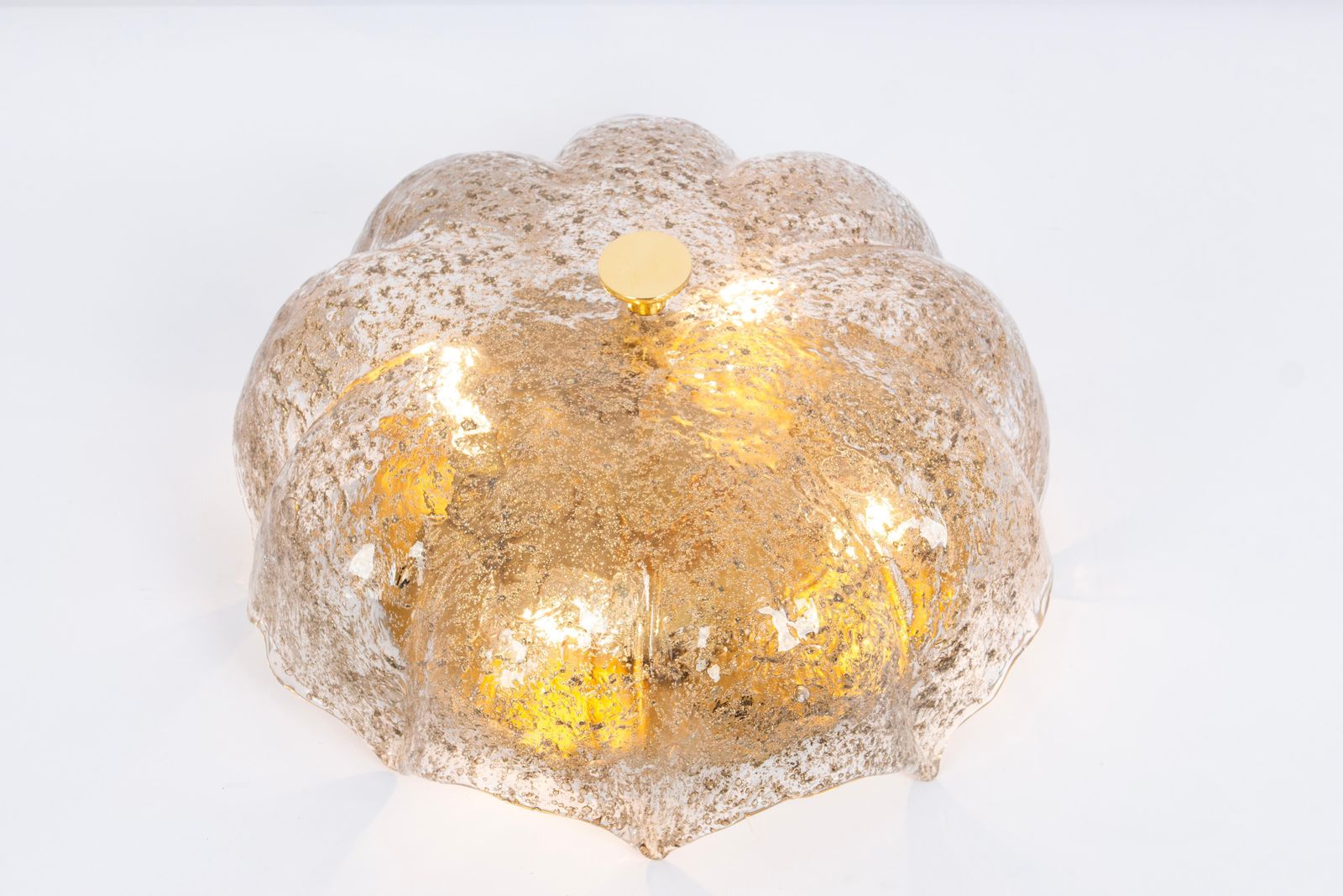 1 Of 4 Dark Toned Murano Glass Ceiling Fixture, Kaiser, Germany, 1970s photo Lighting
