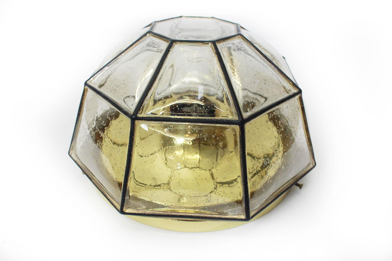 Set Of 2 Iron And Clear Glass Flush Mount By Limburg, Germany, 1960s photo for sale