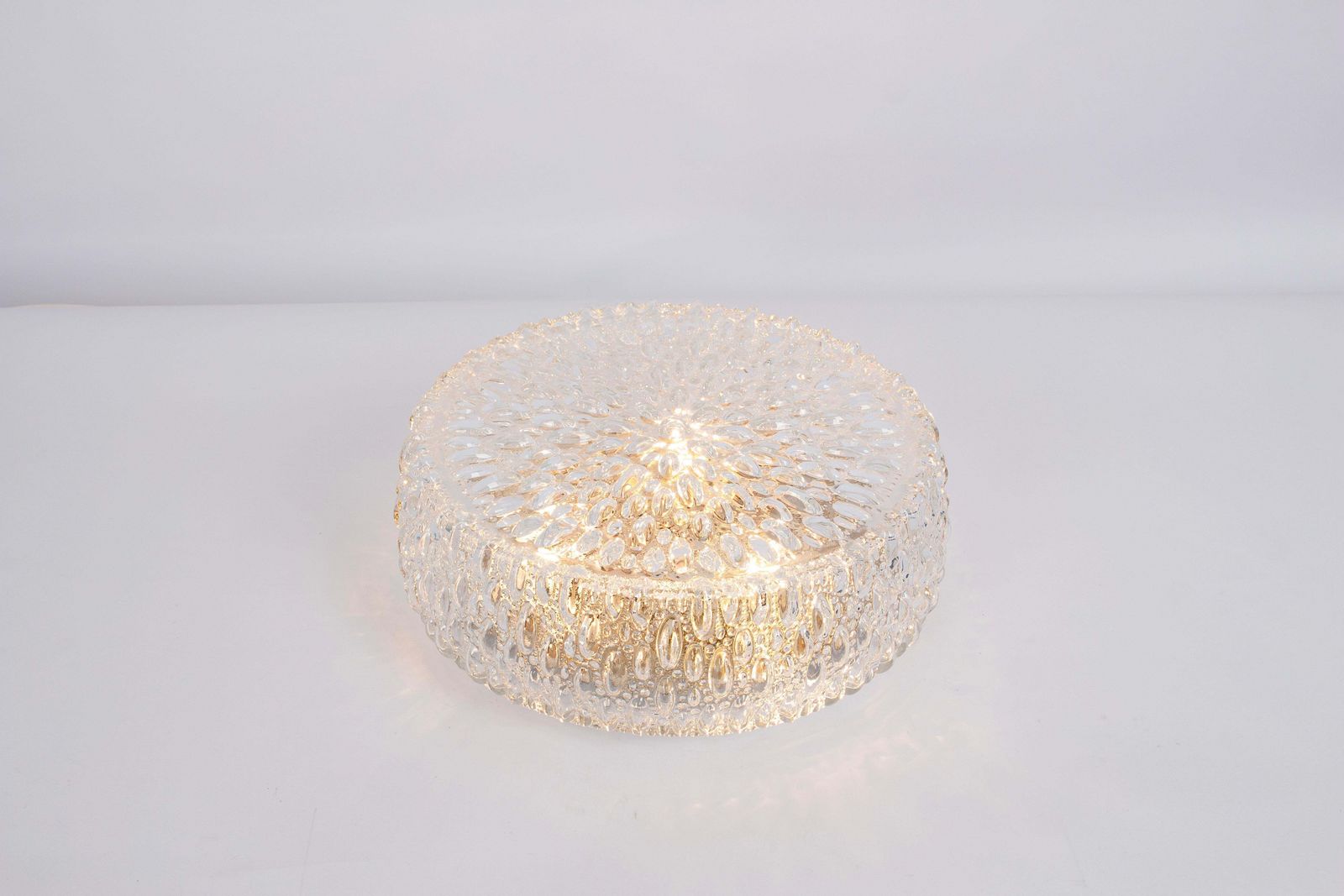 Set Of 4 Large Round Textured Glass Flushmount By Limburg, Germany, 1970s photo Lighting