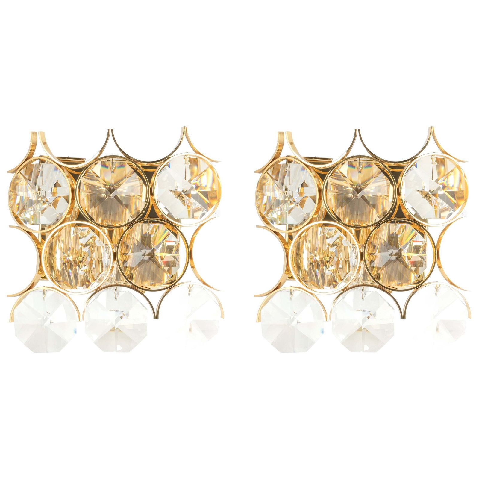 1 Of 2 Pairs Of Crystal Wall Lights, Sciolari Design, Palwa, Germany, 1960s