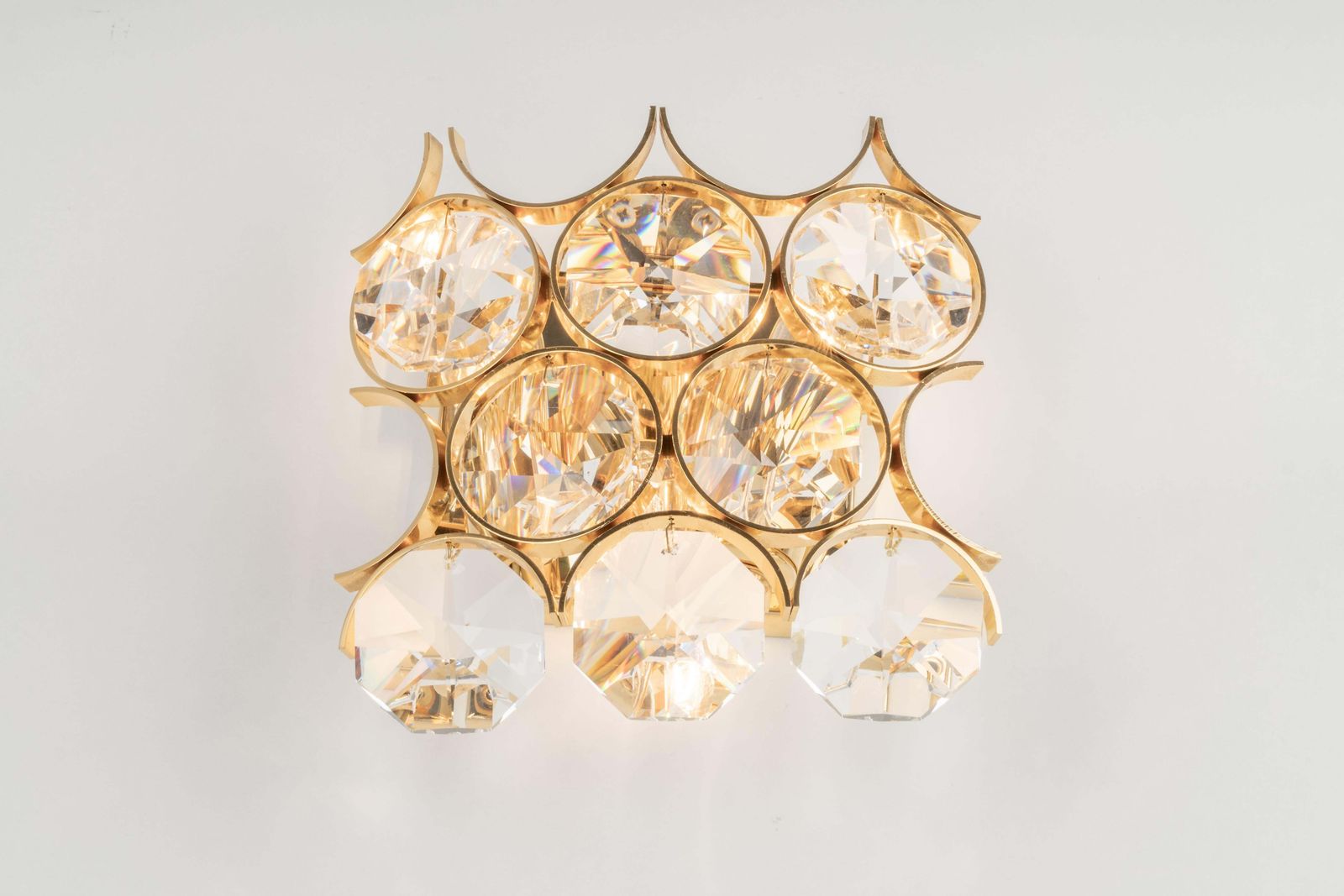 1 Of 2 Pairs Of Crystal Wall Lights, Sciolari Design, Palwa, Germany, 1960s photo buy