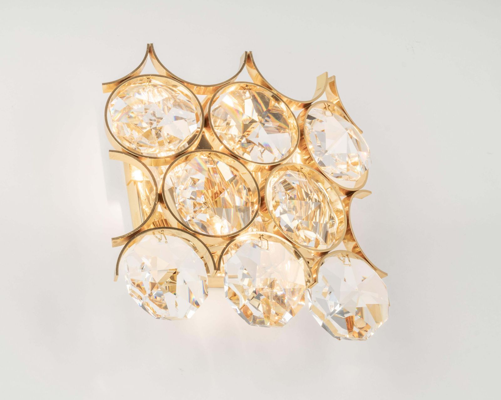 1 Of 2 Pairs Of Crystal Wall Lights, Sciolari Design, Palwa, Germany, 1960s photo vintage