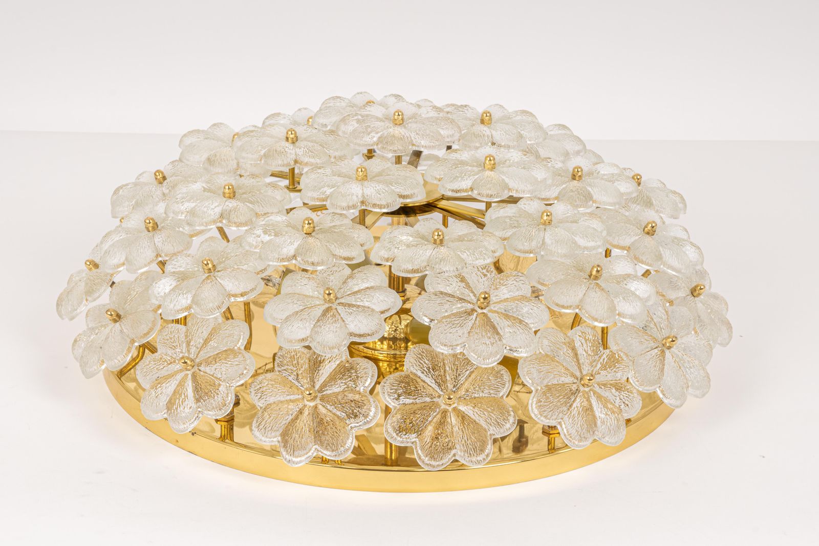1 Of 6 Large Murano Glass Flower Flushmount By Ernst Palme, Germany, 1970s photo for sale