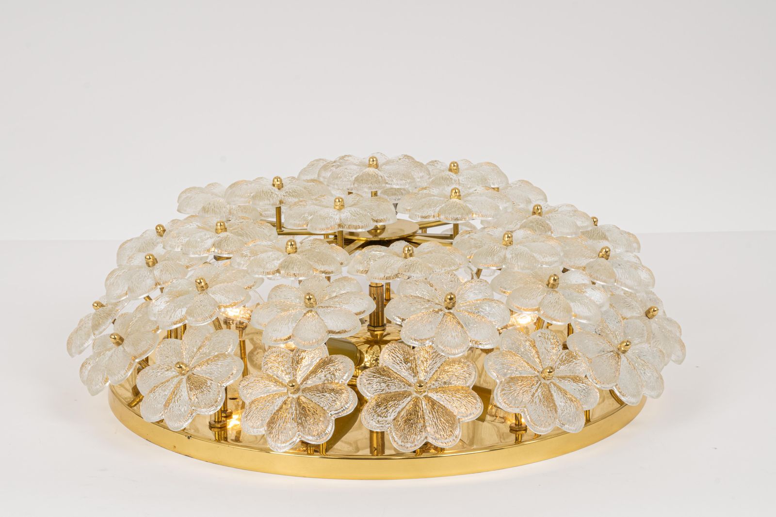 Lighting 1 Of 6 Large Murano Glass Flower Flushmount By Ernst Palme, Germany, 1970s photo