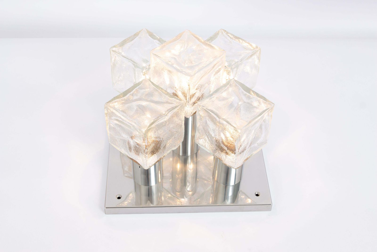 1 Of 2 Petite Murano Ice Glass Flushmount By Kalmar, Austria, 1960s photo 2020.0