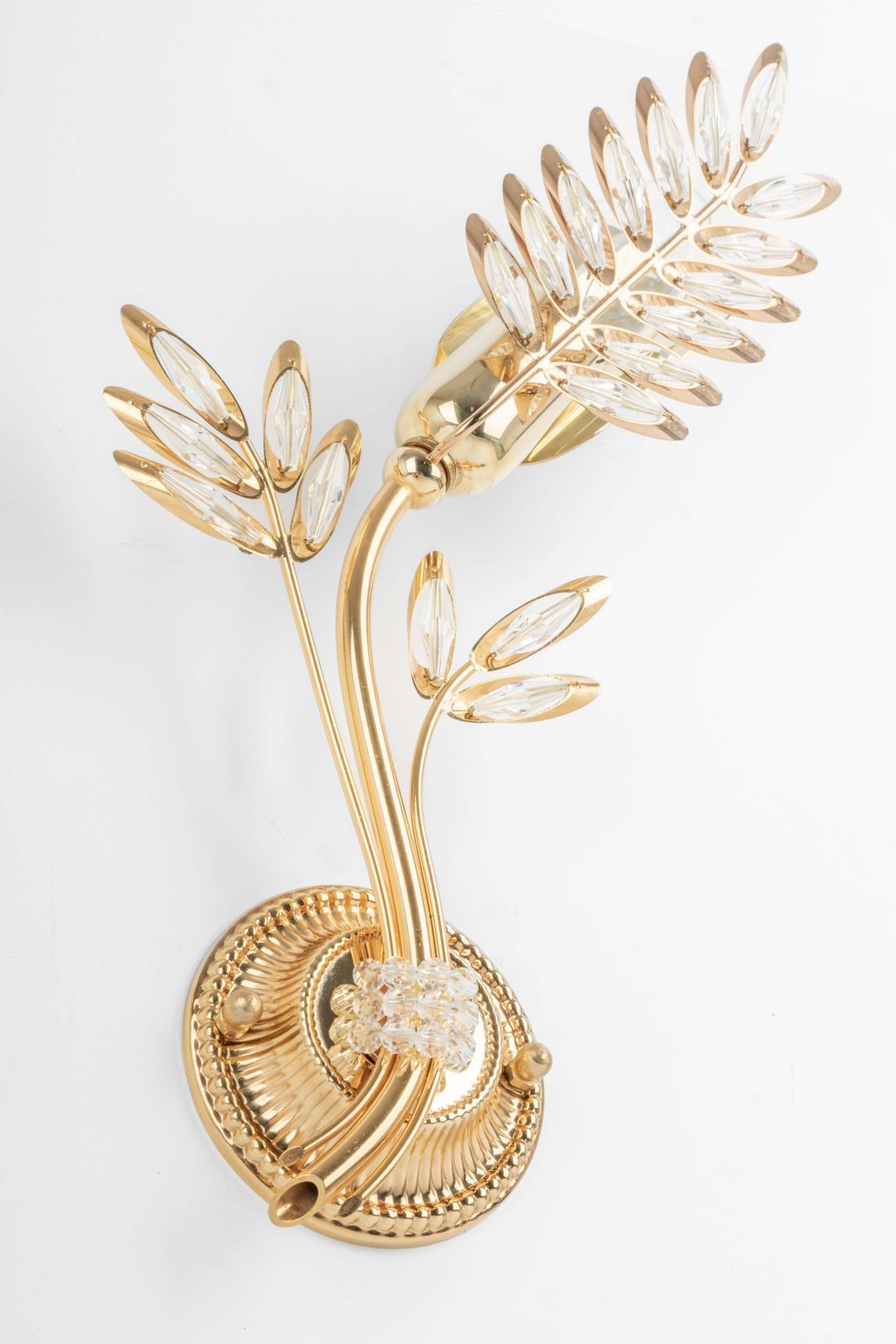 photo for sale Pair Of Rare Gilt Brass Wheat Shape Wall Lights By Palwa, Germany, 1970s