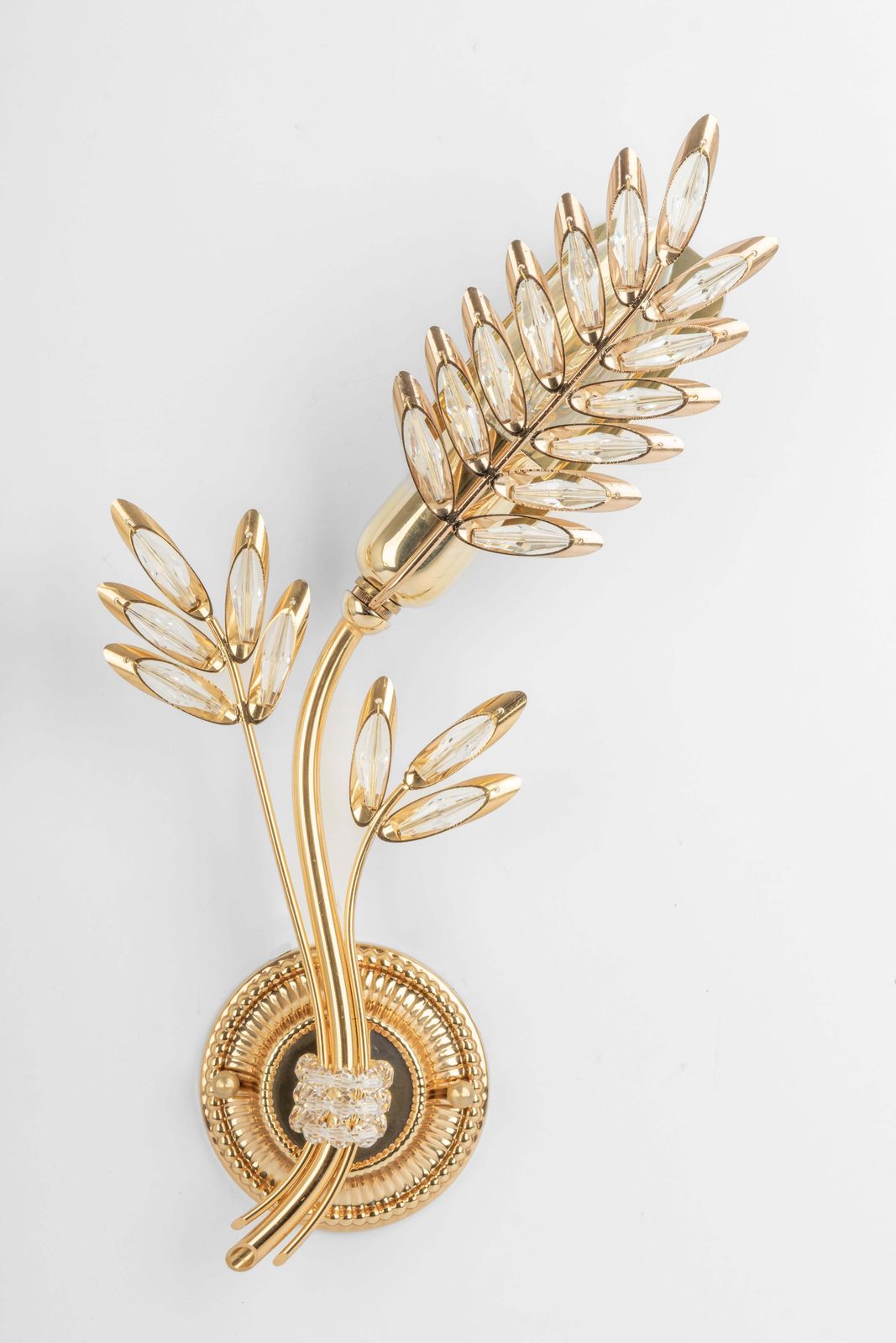 1891.0 Pair Of Rare Gilt Brass Wheat Shape Wall Lights By Palwa, Germany, 1970s photo