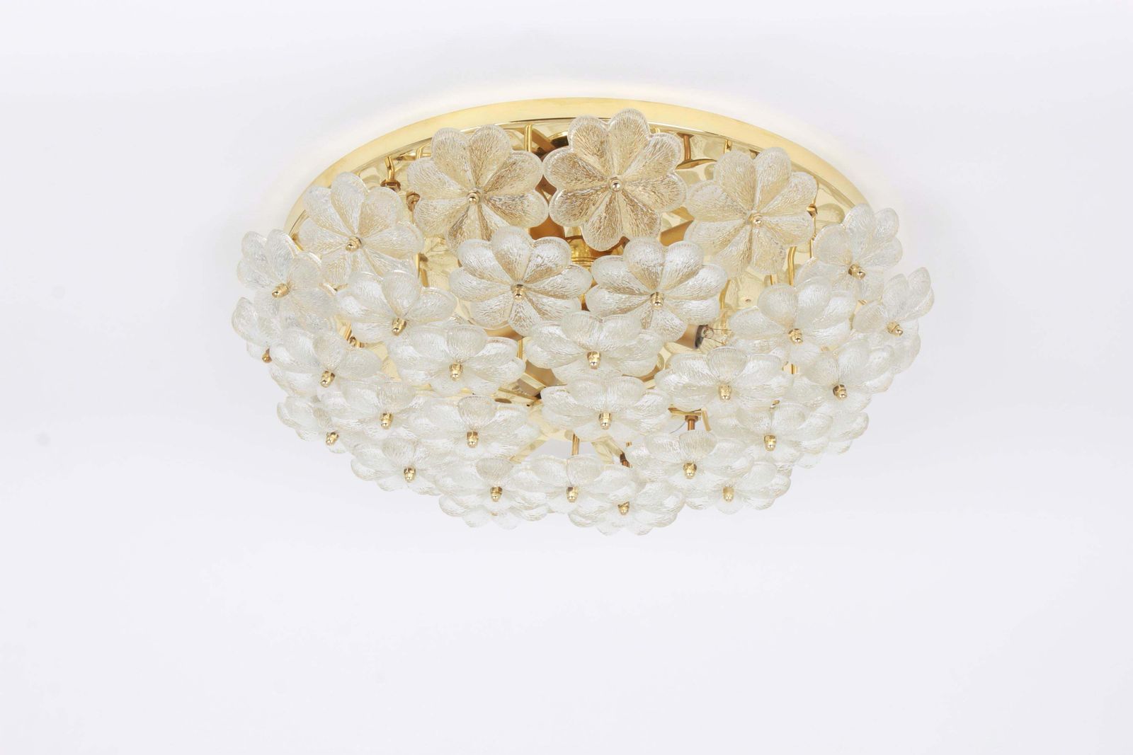 1 Of 4 Large Murano Glass Flower Flushmount, Ernst Palme, Germany, 1970s photo for sale