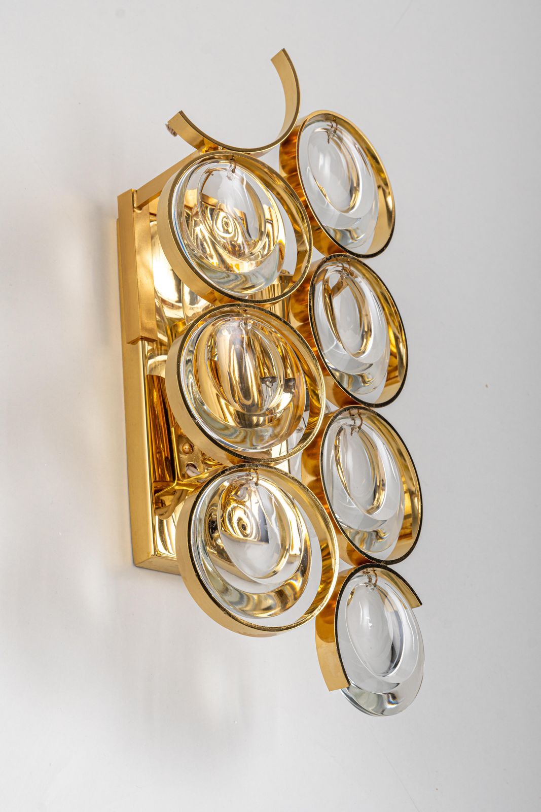 1 Of 4 Golden Gilded Brass And Crystal Sconces By Palwa, Germany, 1960s photo 645.0
