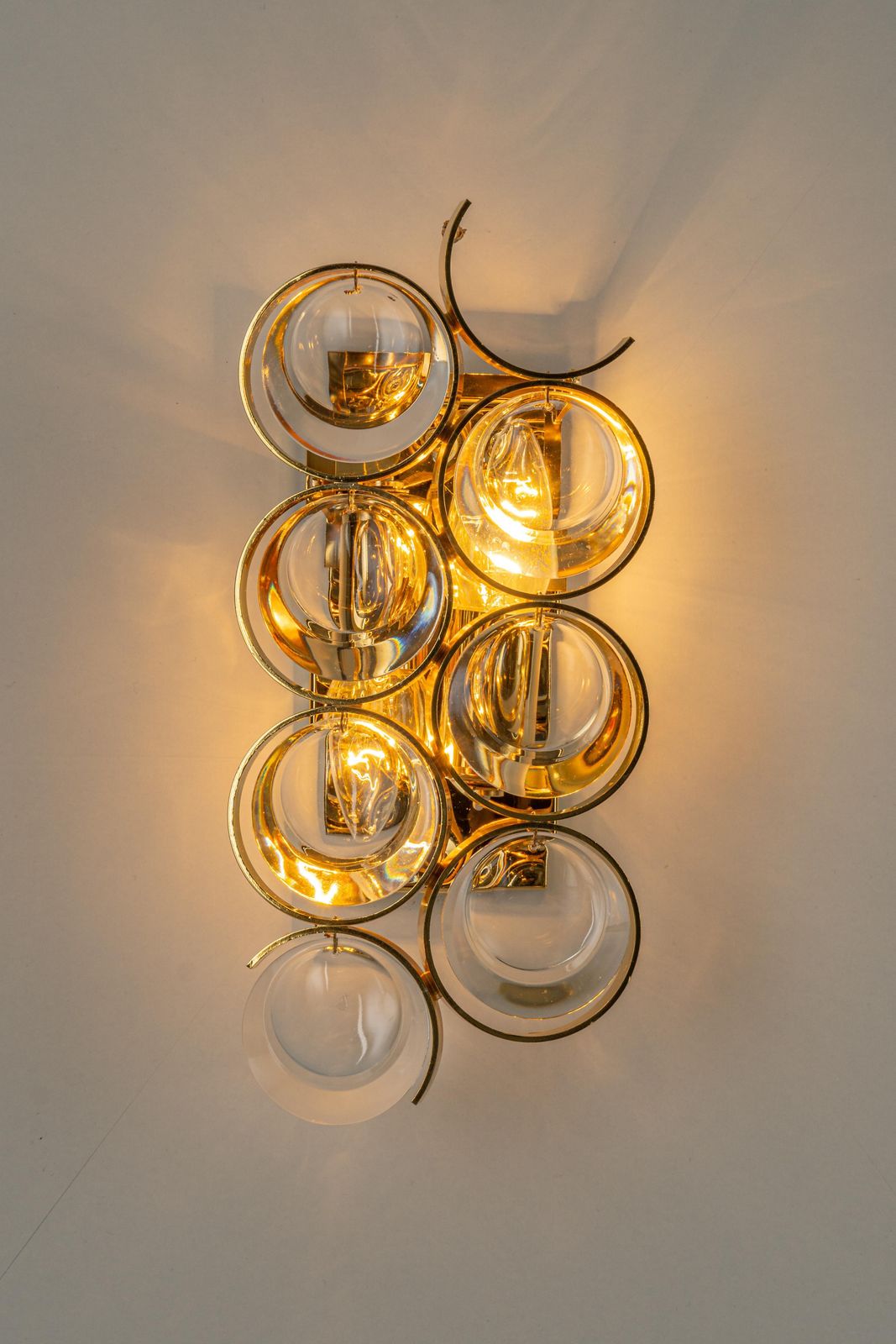 1 Of 4 Golden Gilded Brass And Crystal Sconces By Palwa, Germany, 1960s photo vintage