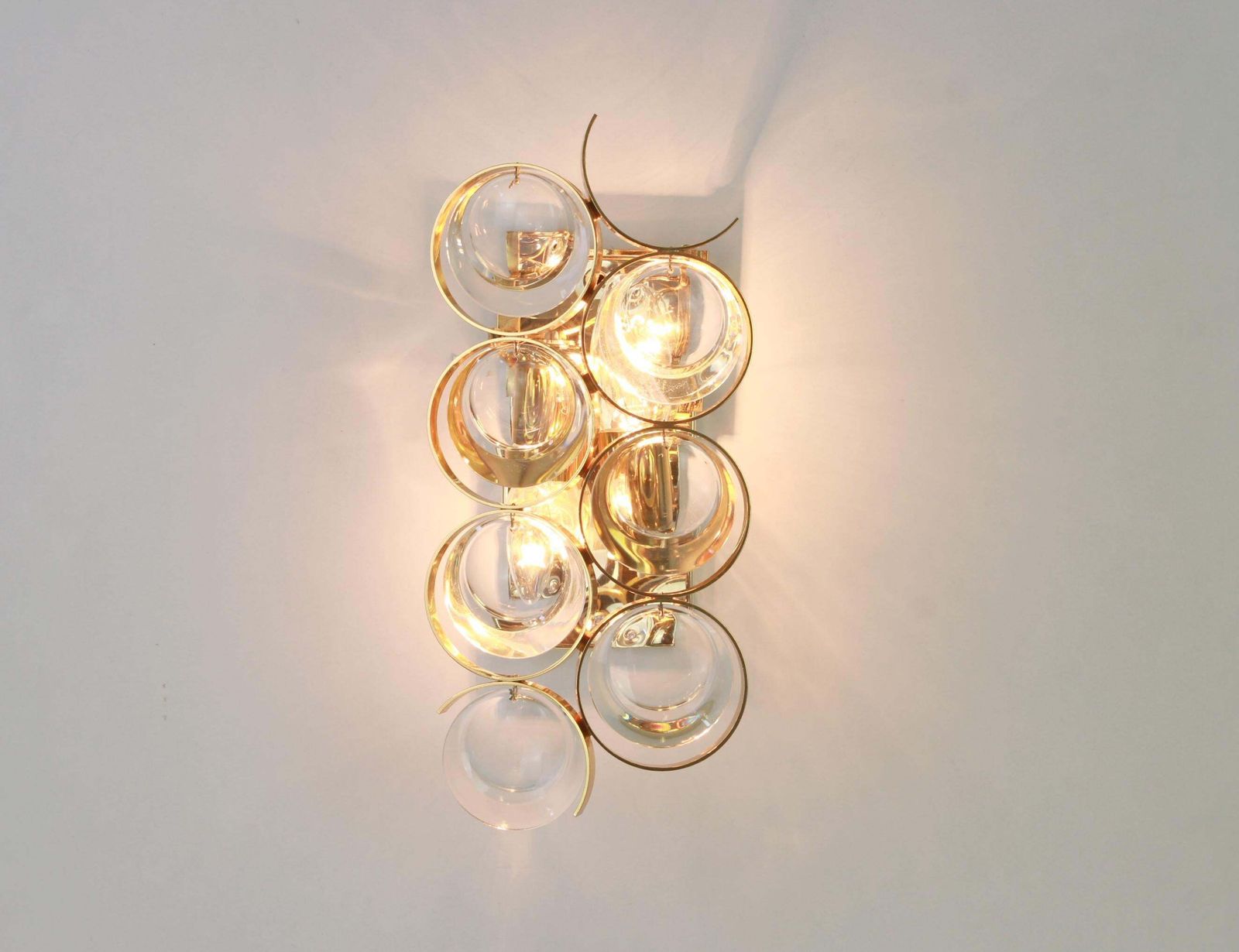 1 Of 2 Golden Gilded Brass And Crystal Sconce By Palwa, Germany, 1960s photo buy