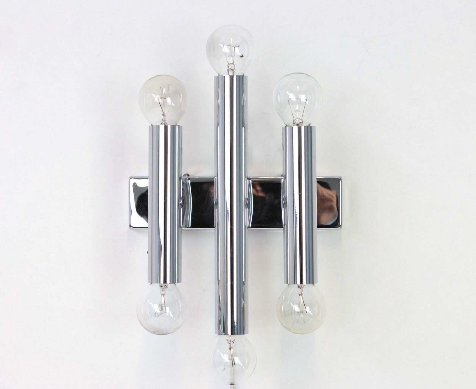 1 Of 2 Pairs Of Italian Chrome Wall Sconces Sciolari Style, 1970s photo furniture