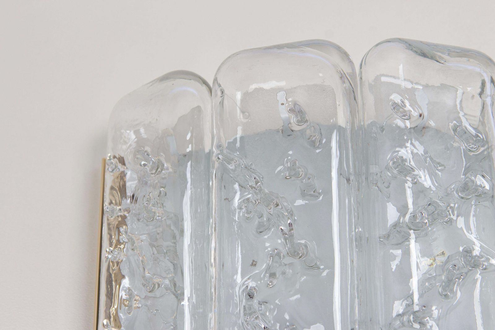 Pair Of Brass And Ice Glass Wall Sconces By Doria, Germany, 1960s photo vinterior