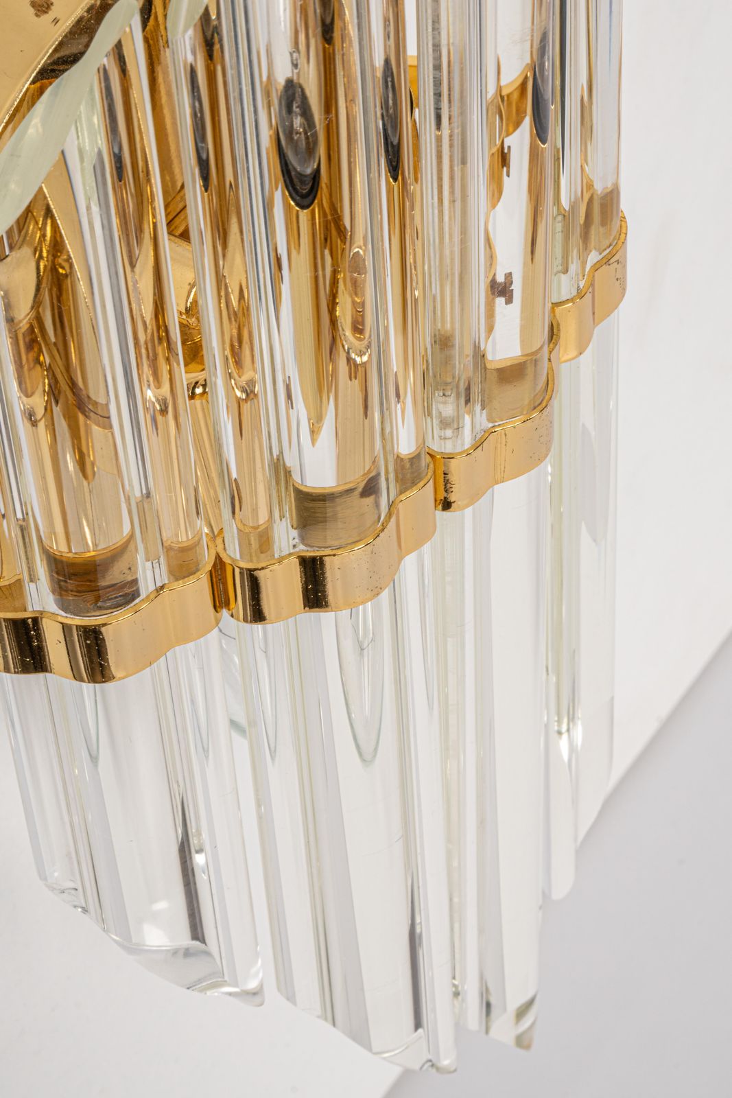 Pair Of Crystal Glass Wall Lights In Venini Style, Italy, 1970s photo for sale