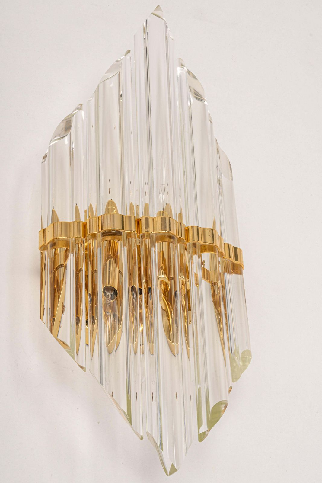Pair Of Crystal Glass Wall Lights In Venini Style, Italy, 1970s photo vintage