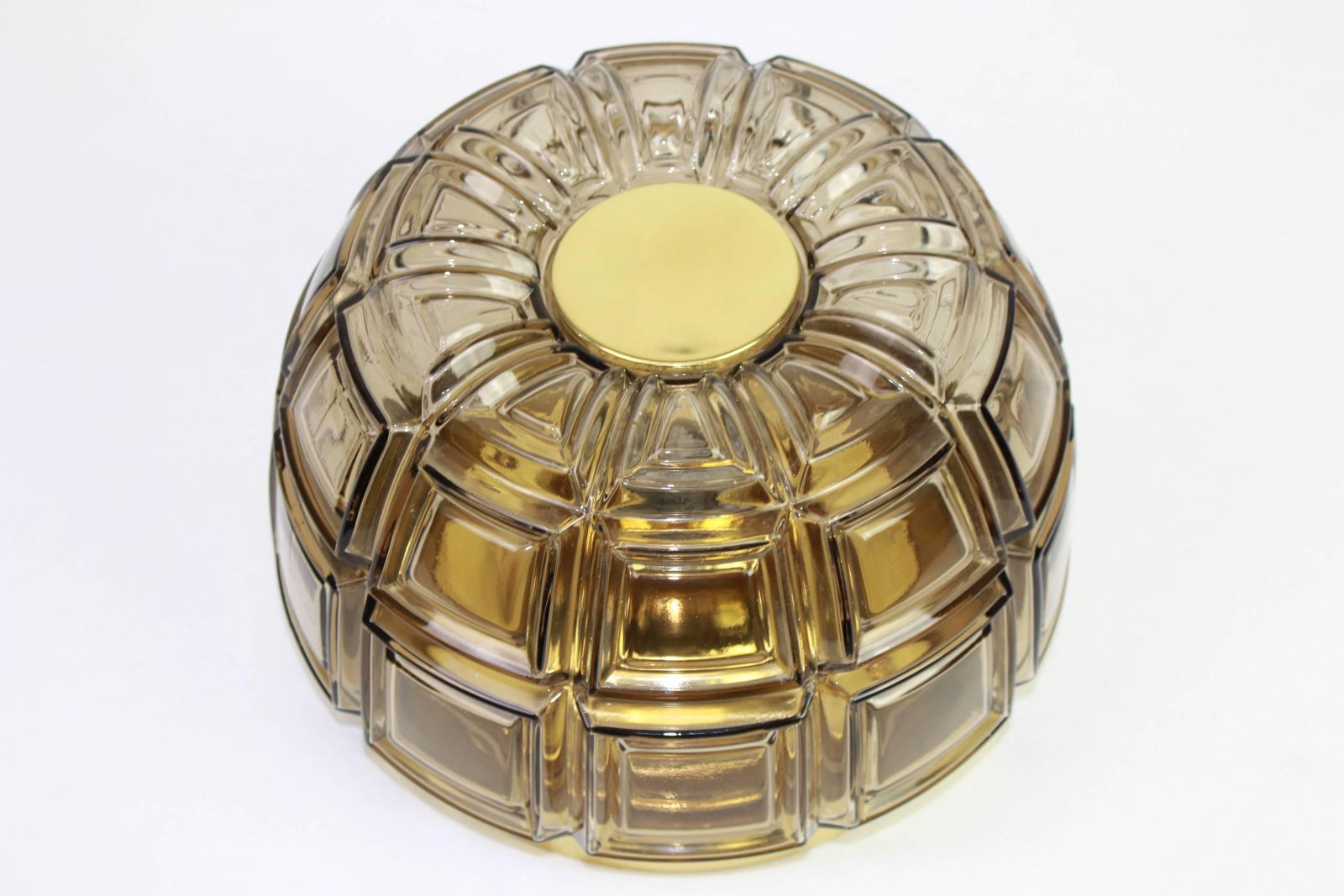 Pair Of Brass And Amber Glass Sconces Or Flush Mount By Limburg, Germany, 1960s photo Lighting