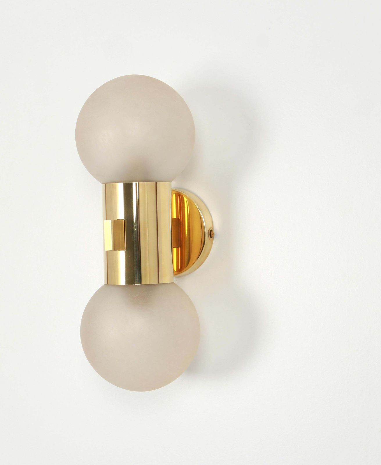 Pair Of Brass And Satin Glass Sconces, Sciolari Stil, Germany, 1970s photo for sale