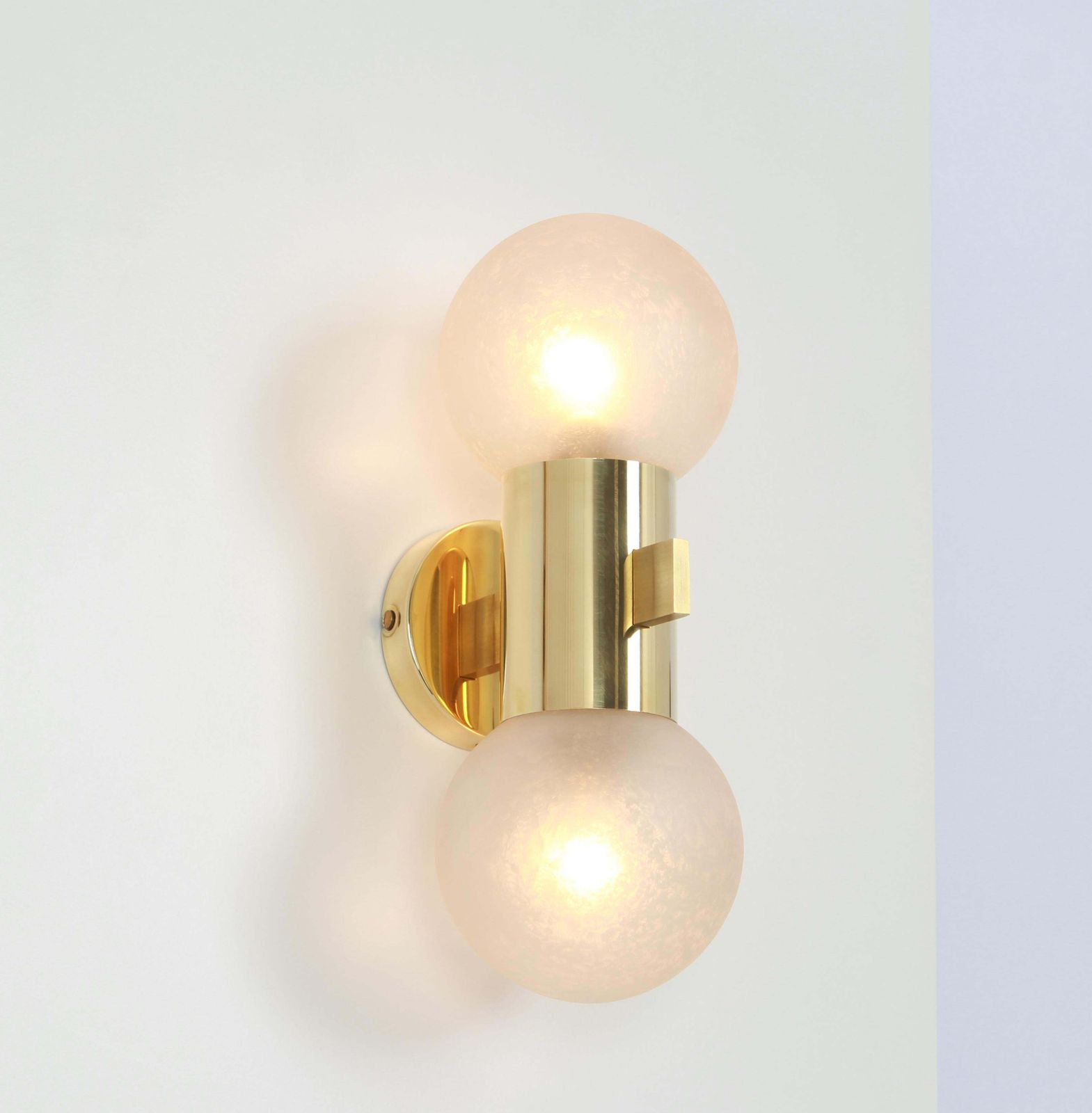 Pair Of Brass And Satin Glass Sconces, Sciolari Stil, Germany, 1970s photo vintage