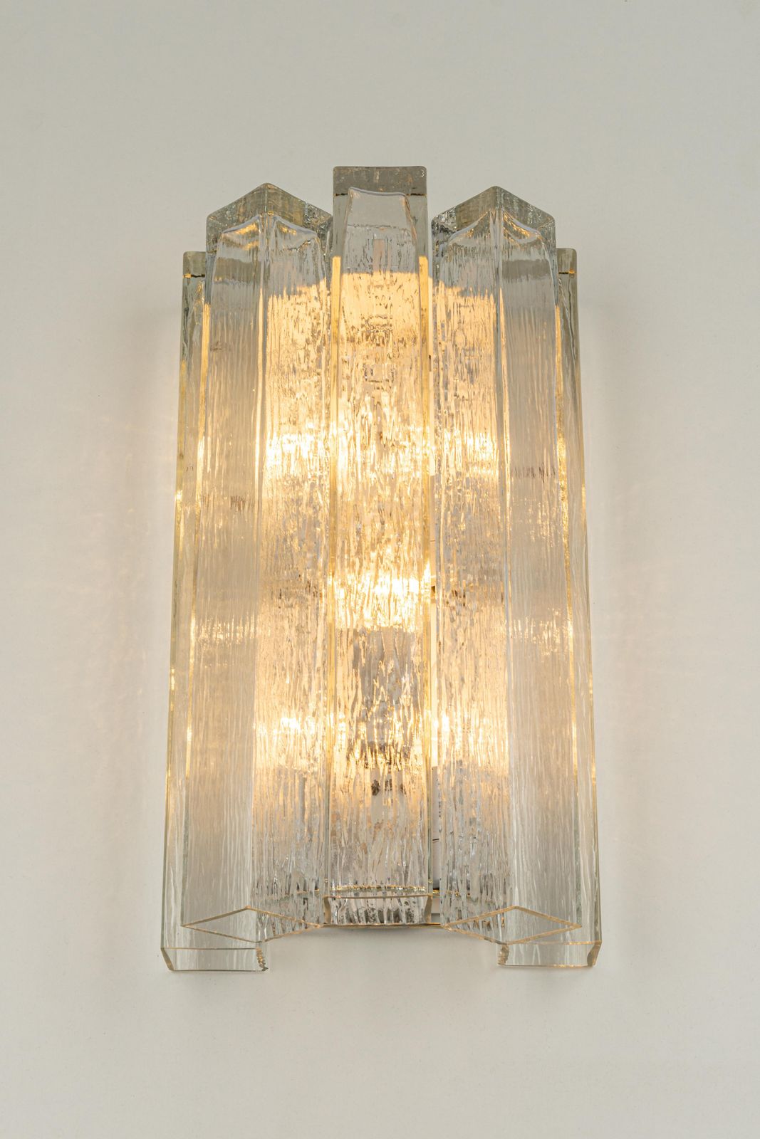 Large Pair Of Brass And Murano Glass Wall Sconces By Doria, Germany, 1960s photo vintage