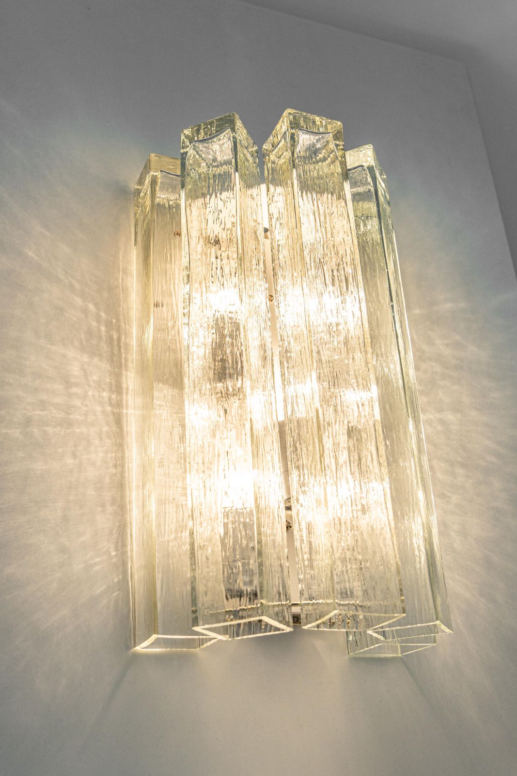 Lighting Large Pair Of Brass And Murano Glass Wall Sconces By Doria, Germany, 1960s photo