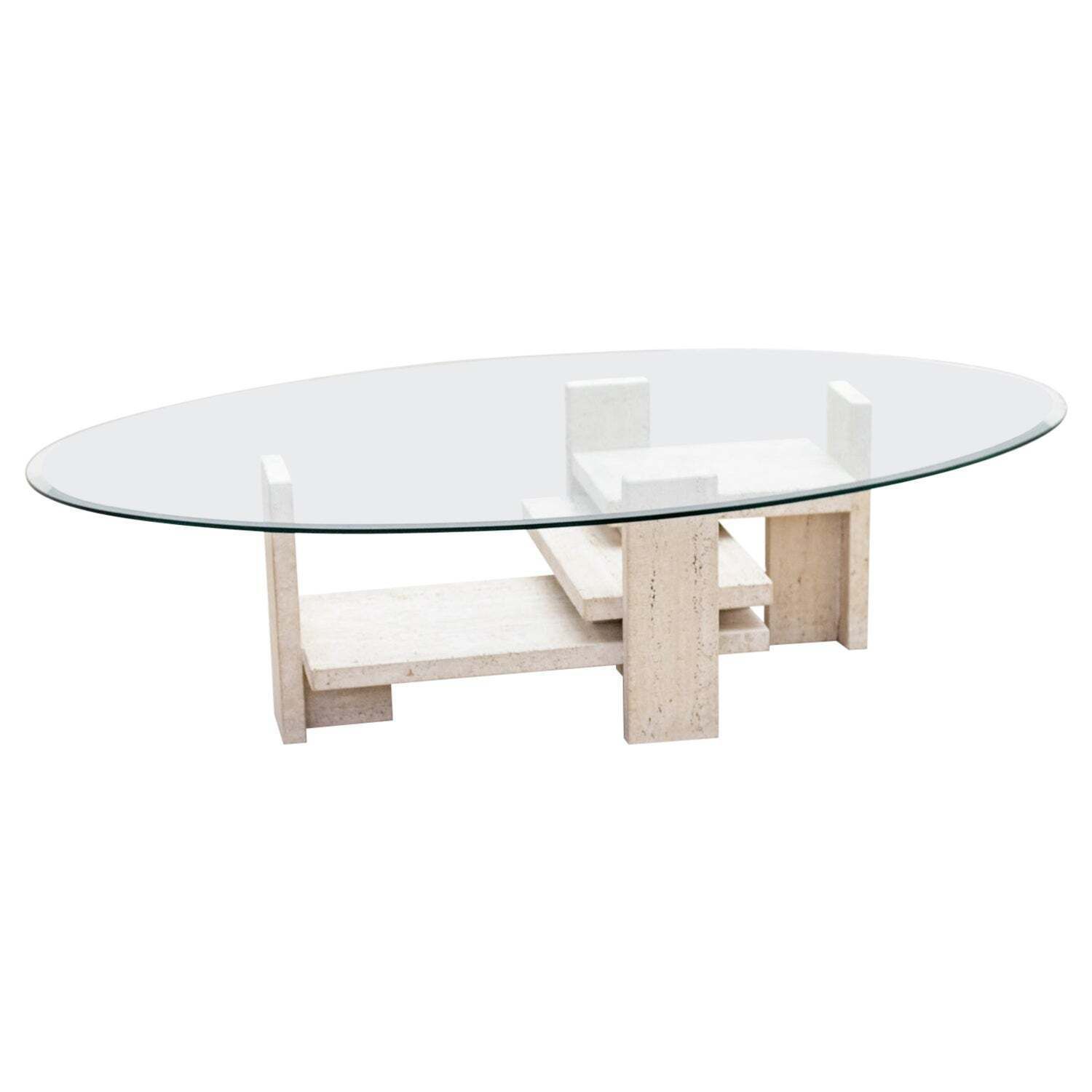 Travertine Coffee Table By Ballez Willy, 1970s