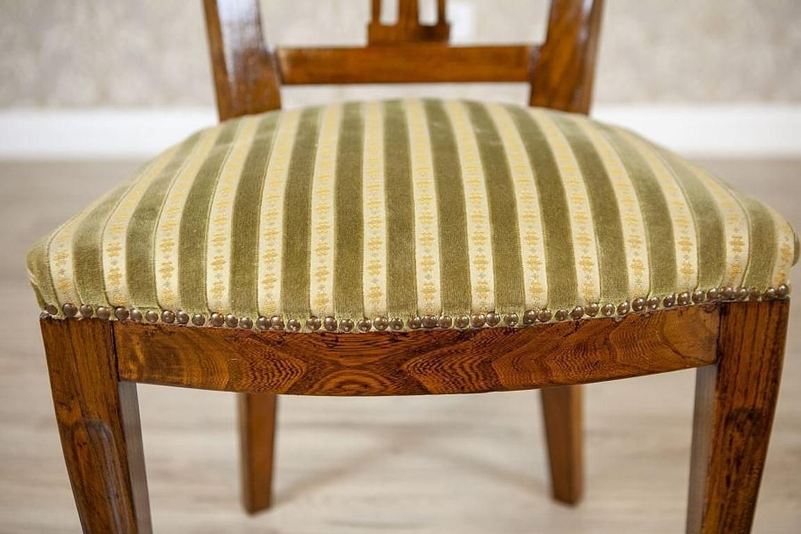 photo furniture 20th Century Elm Chair In Striped Upholstery