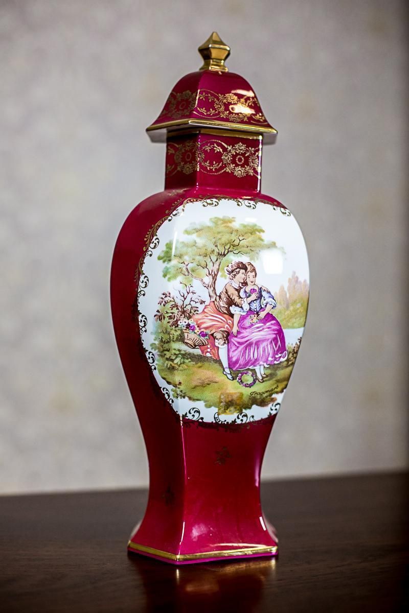20th Century Grand Vase Depicting A Genre Scene/ Limoges Porcelain photo furniture