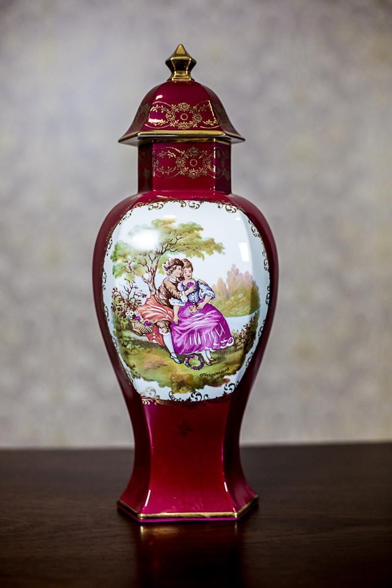 20th Century Grand Vase Depicting A Genre Scene/ Limoges Porcelain photo for sale
