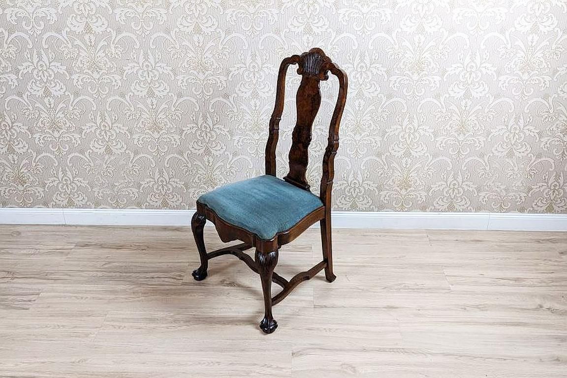 19th Century French Oak Chair With Grey Upholstery photo furniture