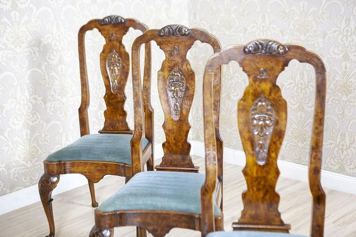 Three Early 20th Century English Walnut Chairs In The Chippendale Type photo Furniture