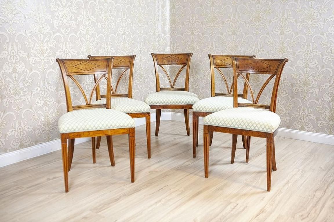 Elm Chairs In White Upholstery, Early 20th Century   Set Of 5 photo furniture