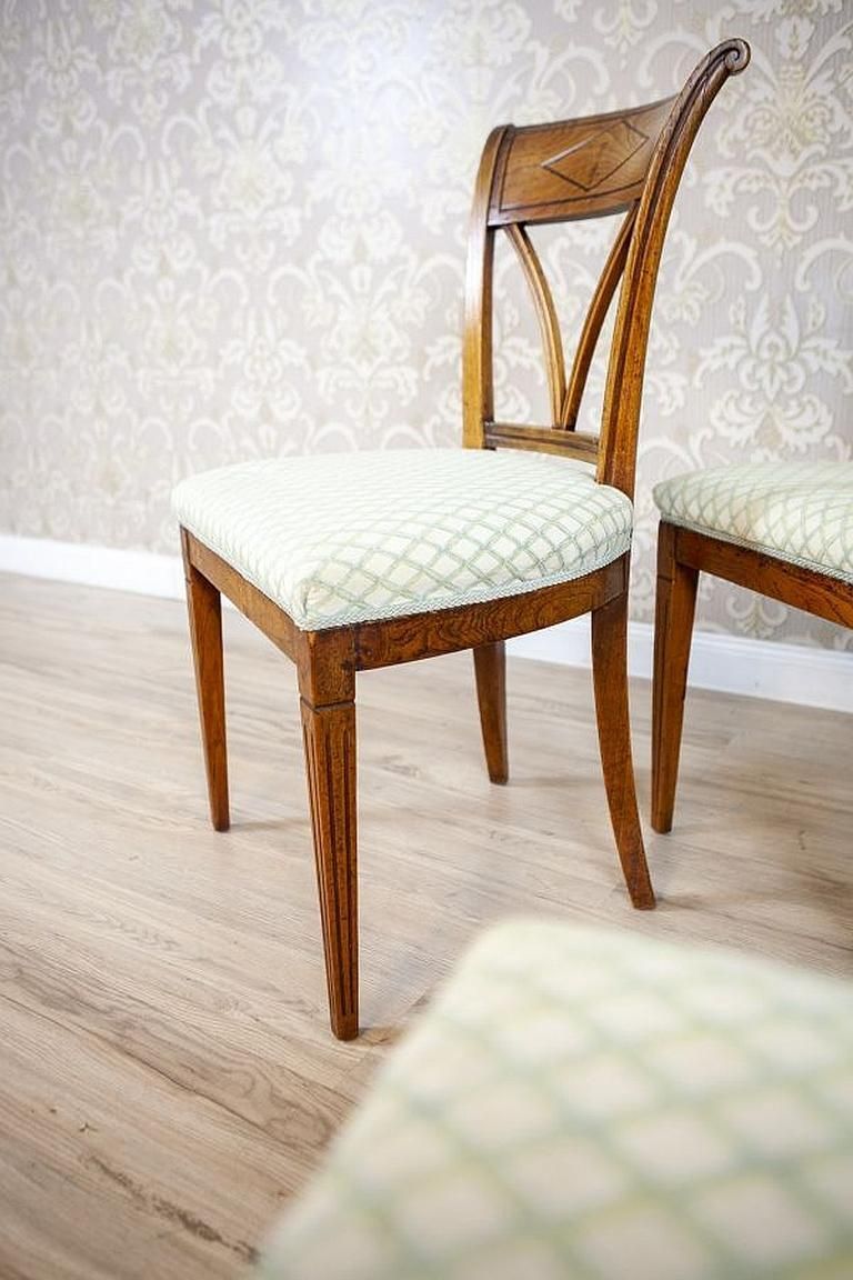 Elm Chairs In White Upholstery, Early 20th Century   Set Of 5 photo vintage