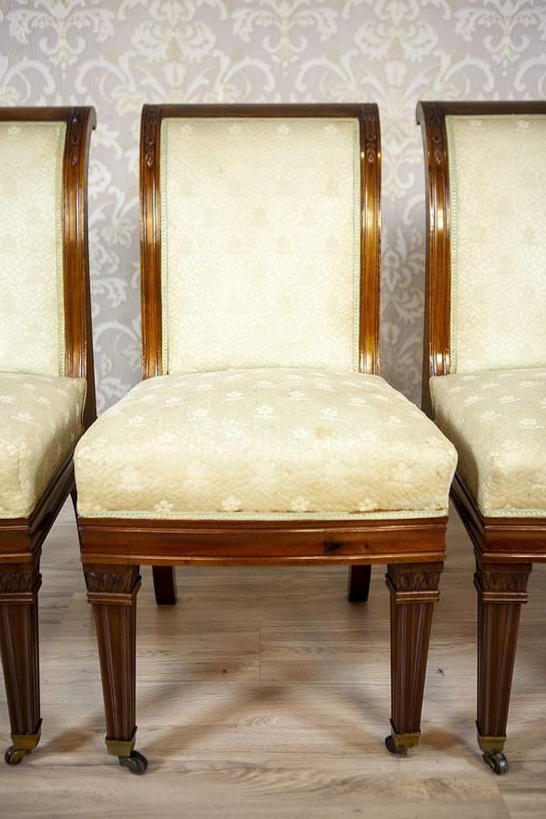 Set Of Four Mahogany Chairs In White Upholstery, Circa 1880 photo 1720.0