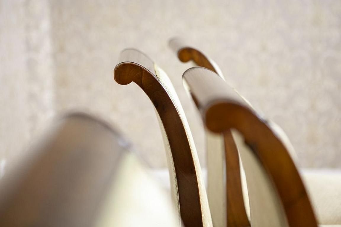 Set Of Four Mahogany Chairs In White Upholstery, Circa 1880 photo buy