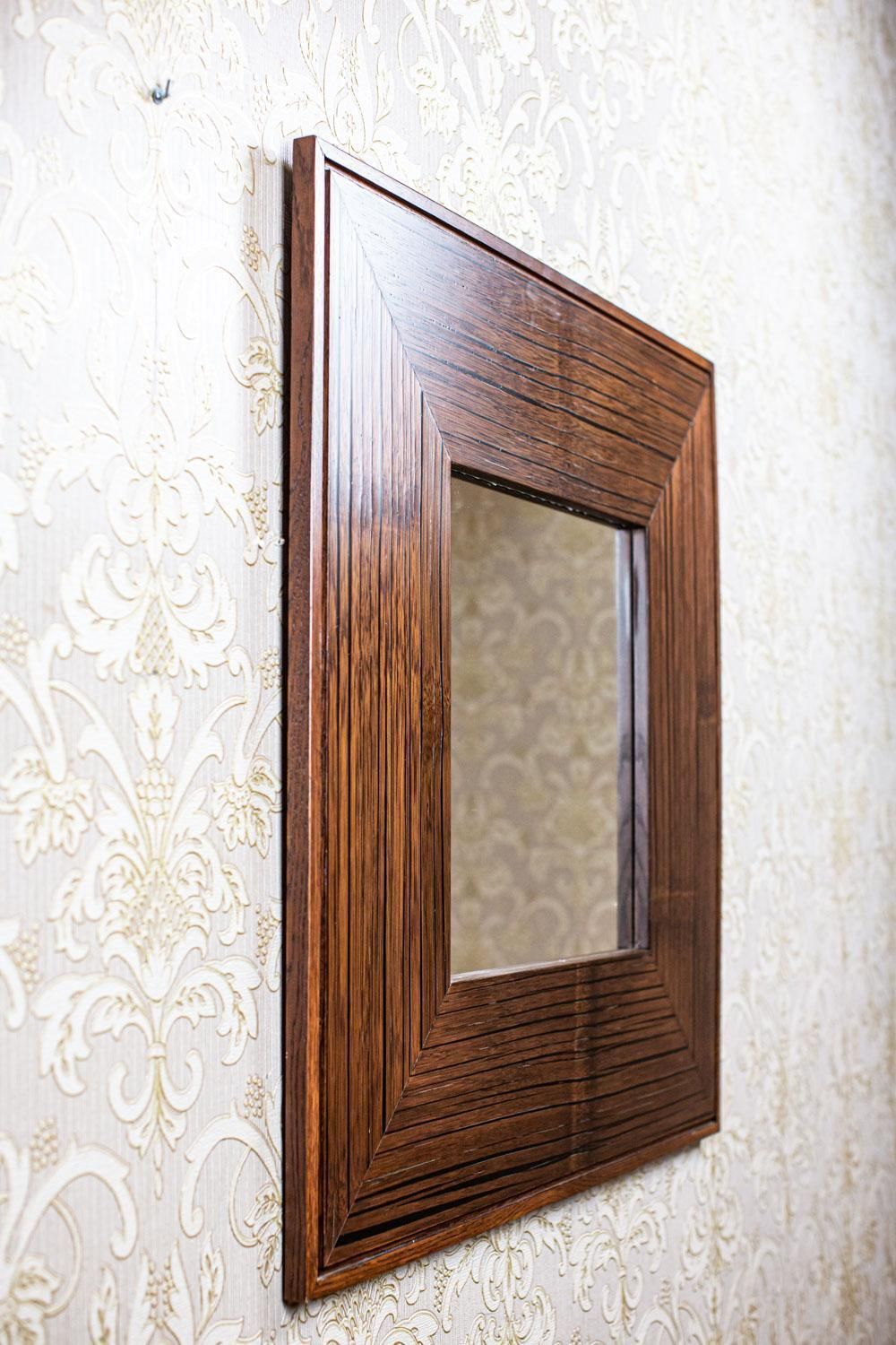 20th Century Mirror In Original Square Frame Of Exotic Wood photo for sale