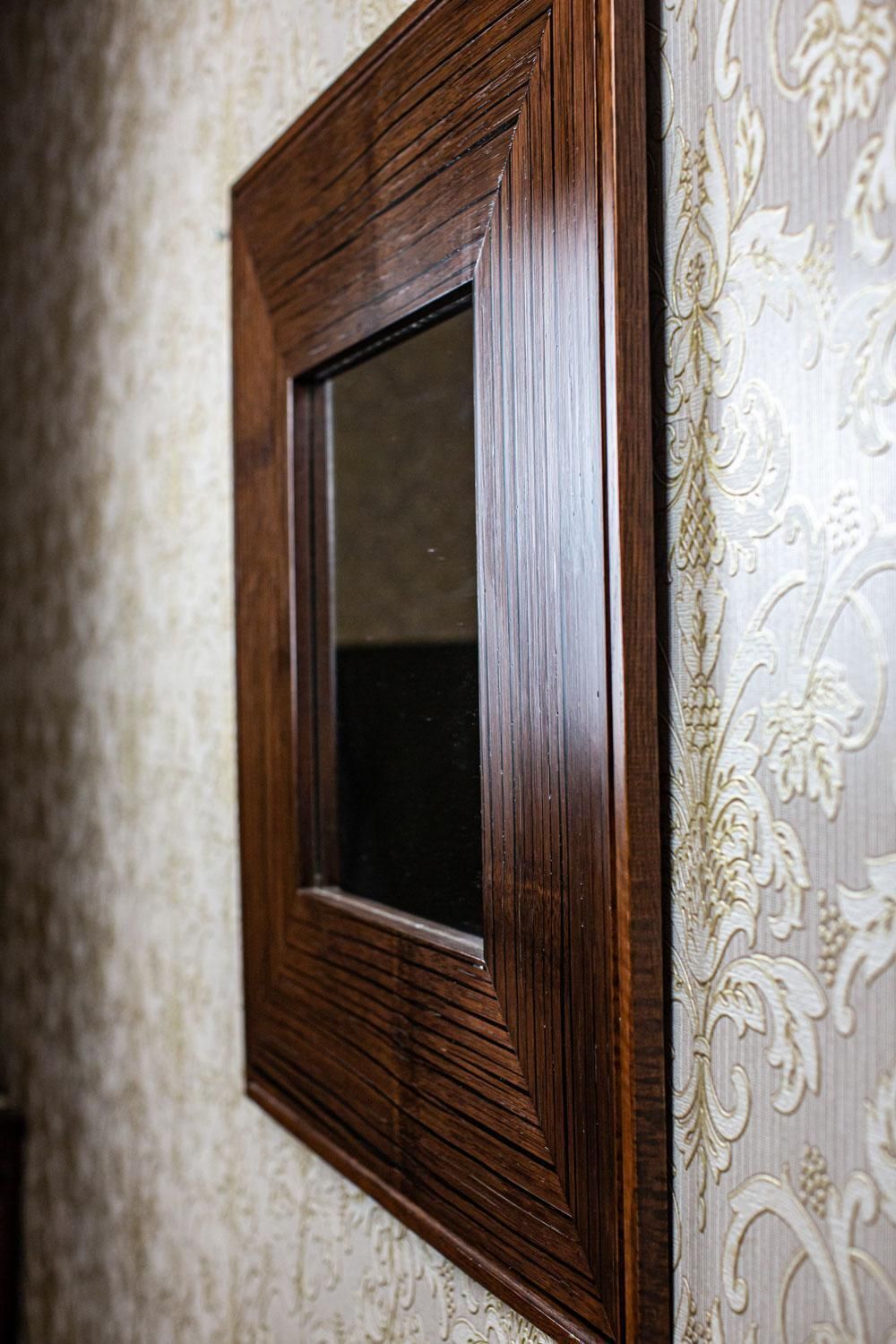 20th Century Mirror In Original Square Frame Of Exotic Wood photo Home Decor
