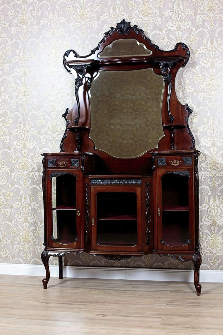 English Mahogany Wood & Veneer Cabinet Circa 1890 photo vinterior