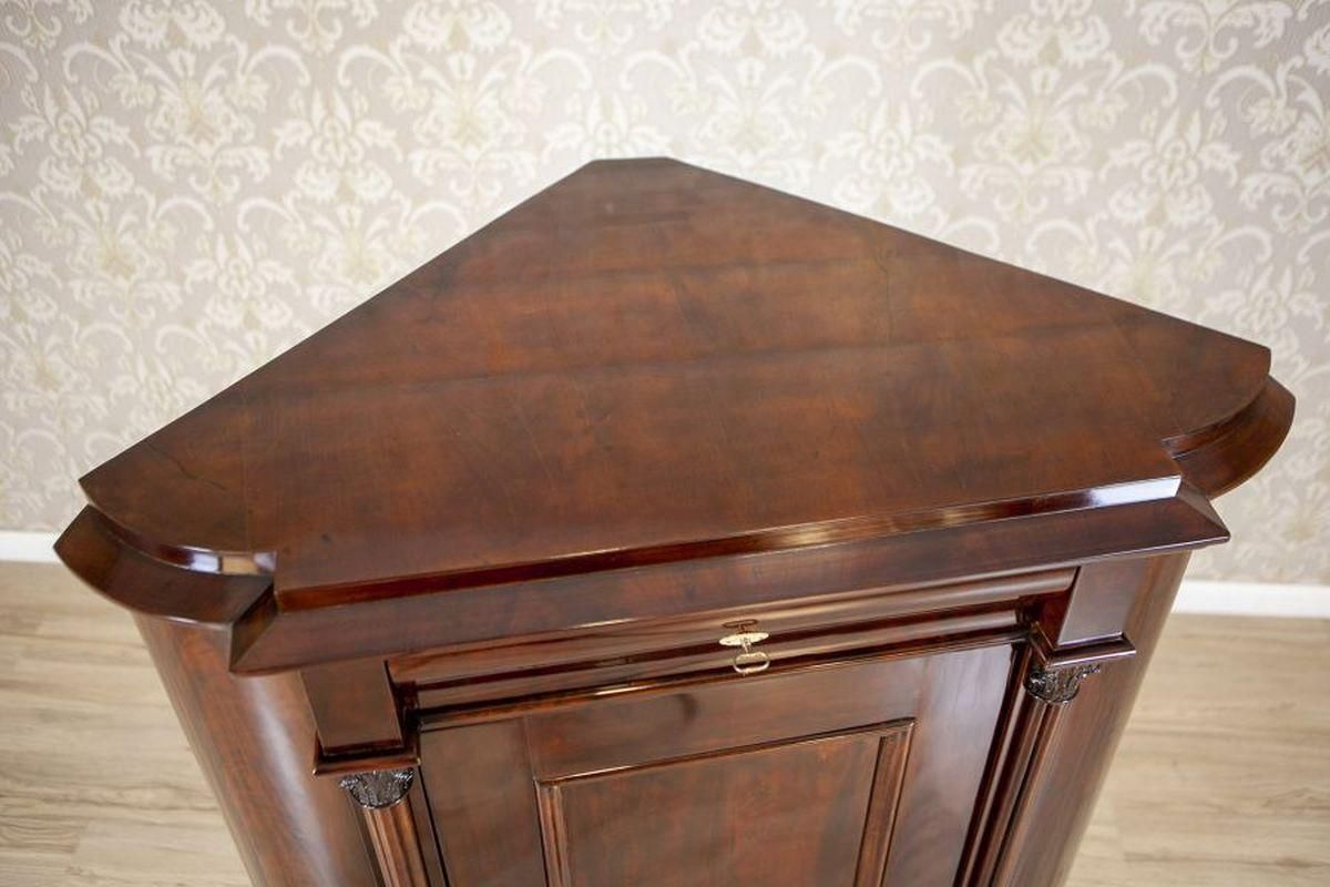 Biedermeier Mahogany Veneer Corner Cabinet, Circa 1870 photo Furniture