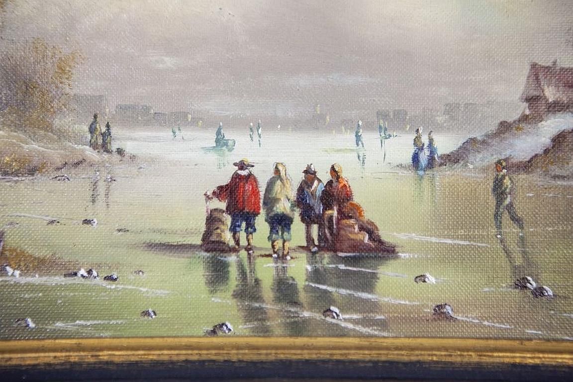 Oil Painting From The Early 20th Century, Winter Rural Landscape photo buy