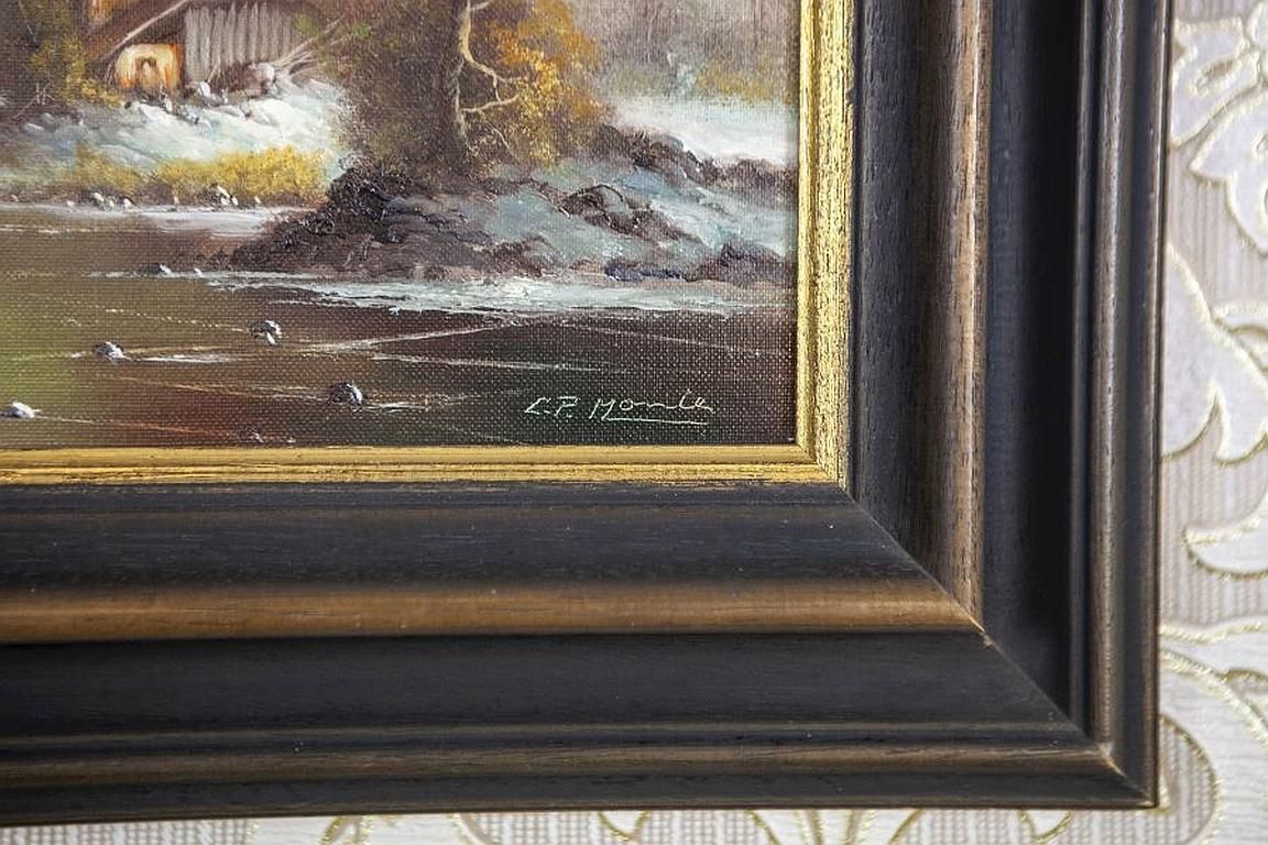 photo furniture Oil Painting From The Early 20th Century, Winter Rural Landscape