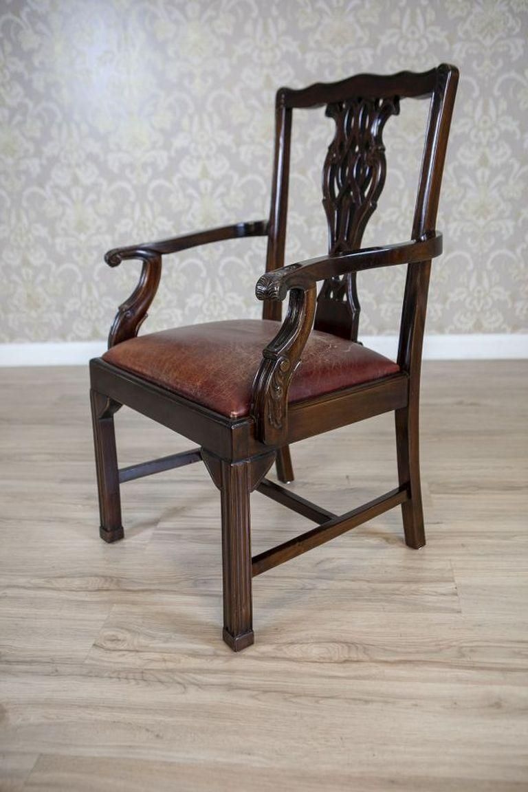 English Late 19th Century Four Walnut Chairs With Leather Upholstery photo buy