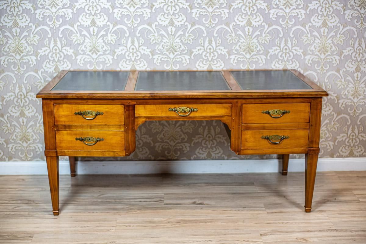 Furniture 20th Century Grand Ash Prewar Desk With Brass Fillings photo