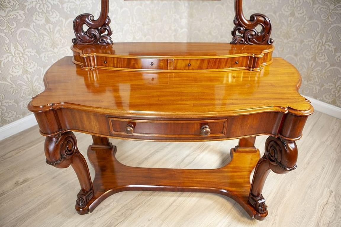 Elegant Mahogany Vanity Table In Light Brown From The Late 19th Century photo Furniture
