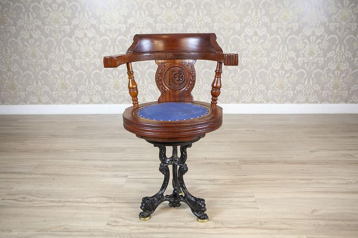 Captain Armchair Early 20th Century Wooden Desk Chair With Soft Seat photo furniture
