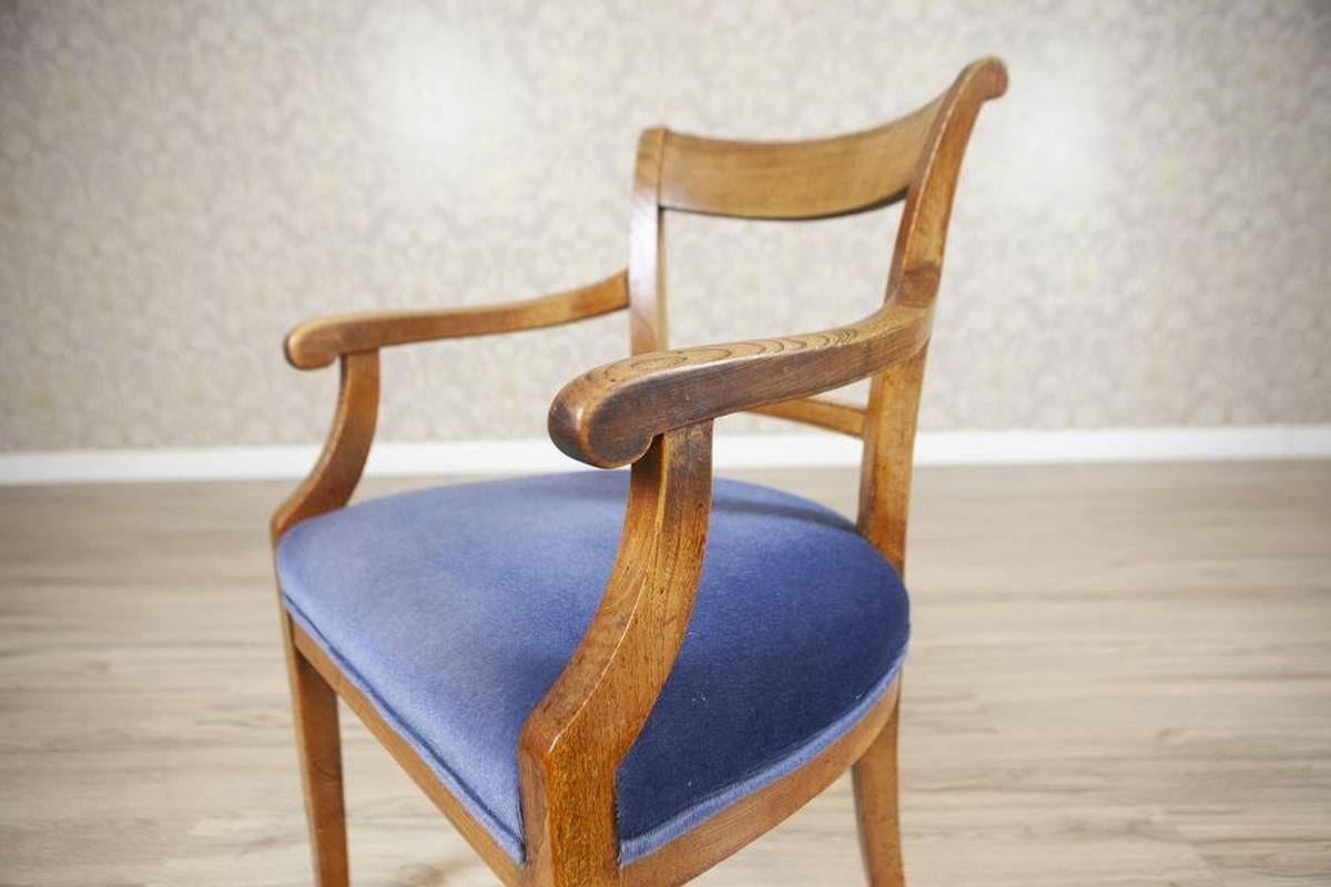 Elm Armchair In Blue Upholster, Early 20th Century photo vinterior