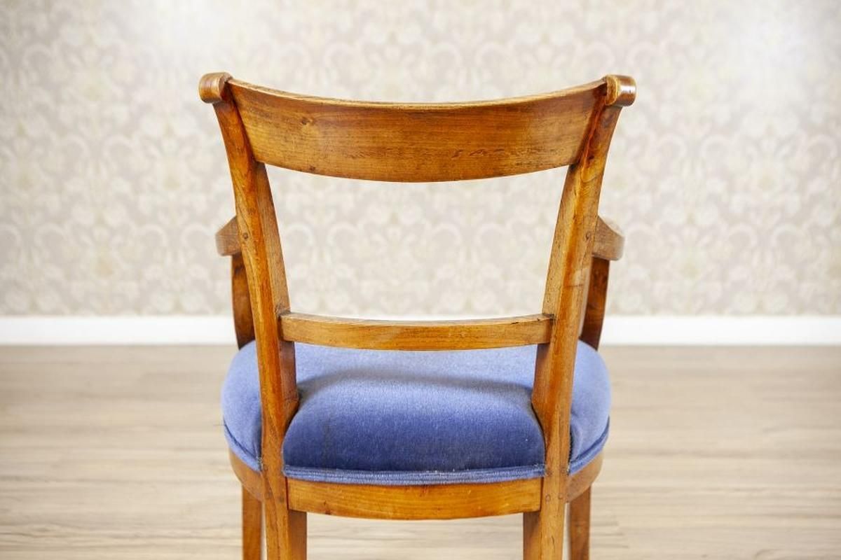 Elm Armchair In Blue Upholster, Early 20th Century photo vintage