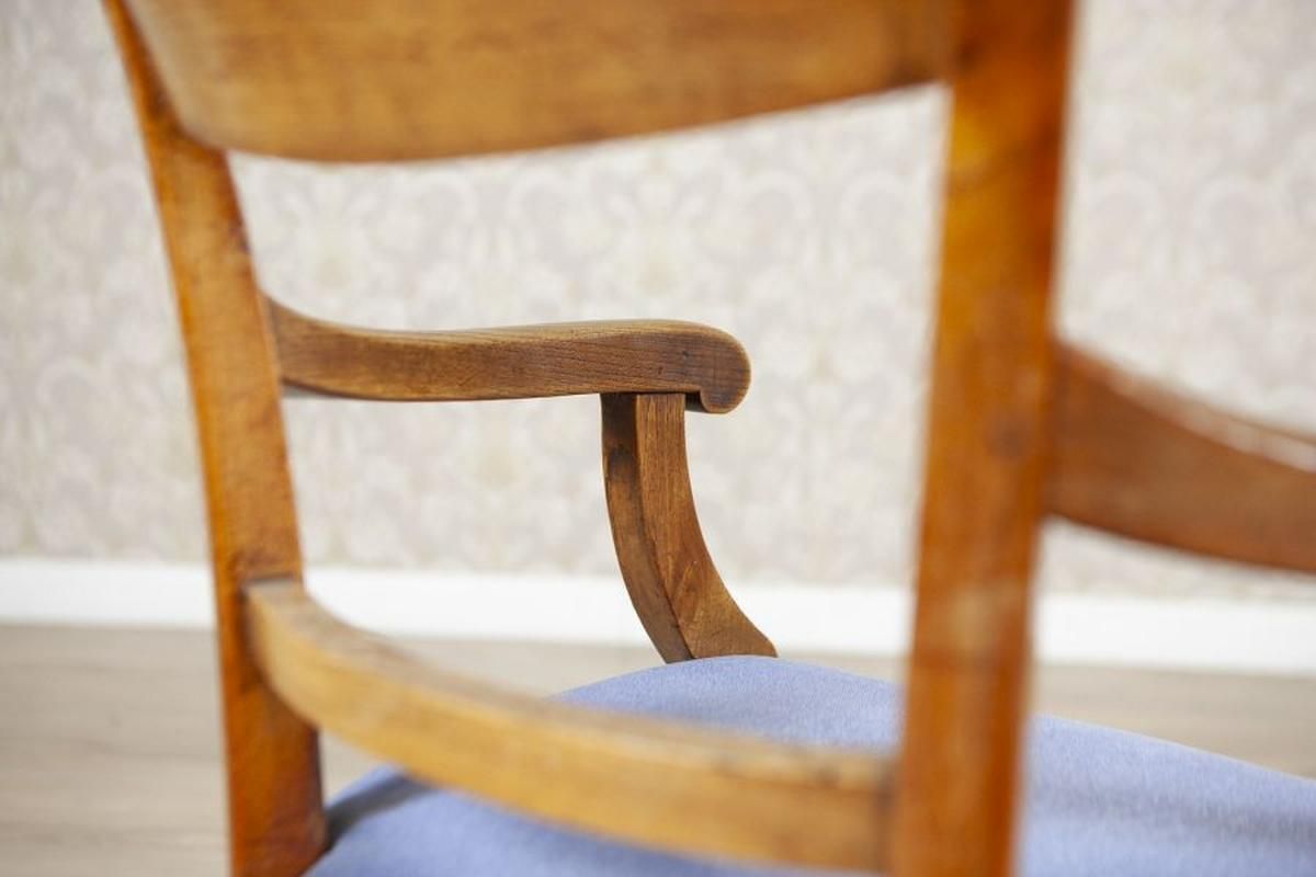 photo for sale Elm Armchair In Blue Upholster, Early 20th Century