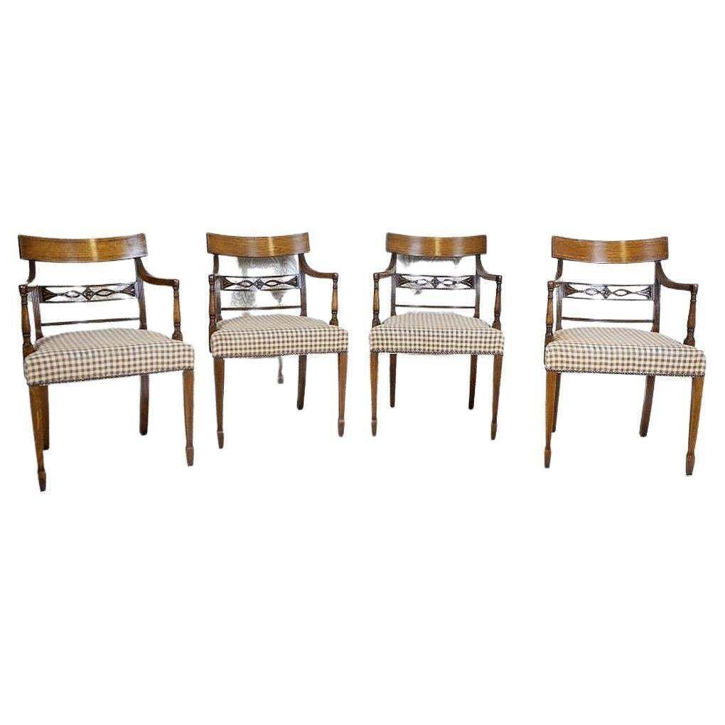 Set Of Stylized Oak Armchairs From The Mid. 20th Century In Light Colors