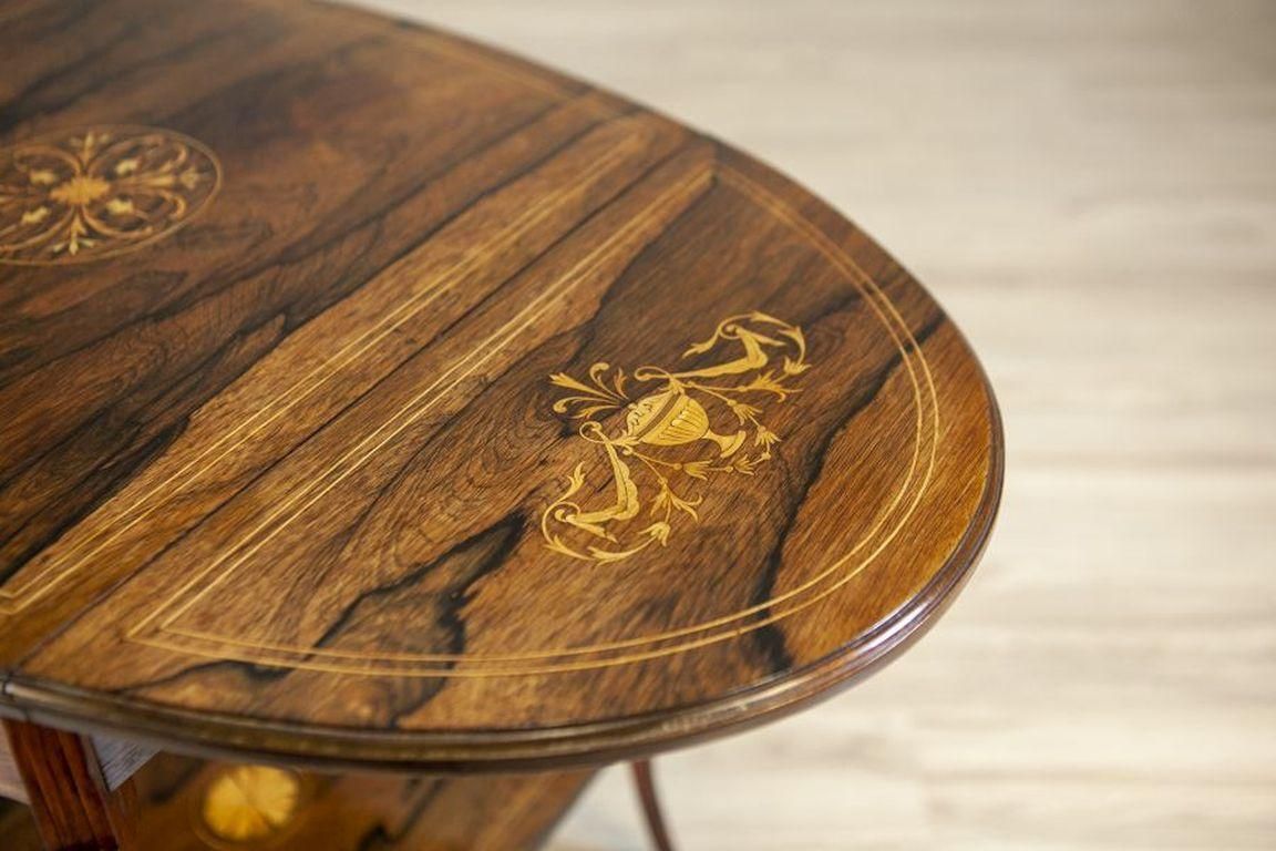 19th Century Inlaid Rosewood Tea Table photo vintage