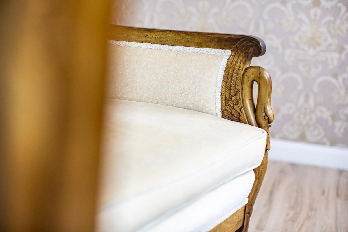 Furniture Two Mahogany Armchairs From The Early 20th Century In Light Upholstery photo